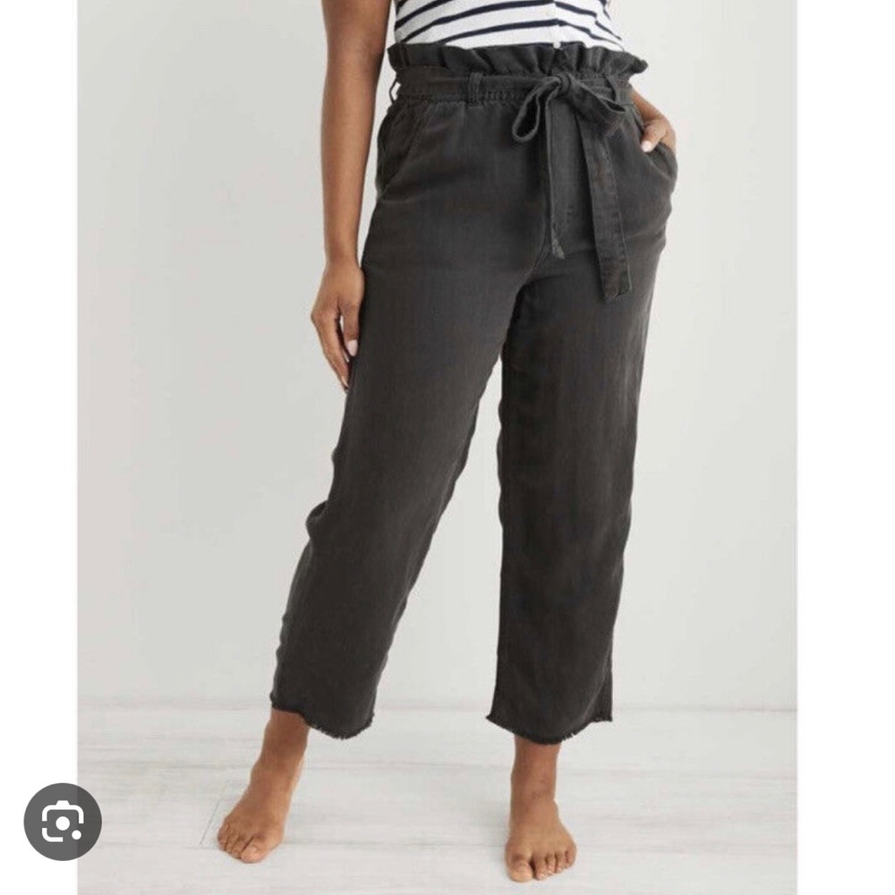 aerie paper bag linen pants with belt